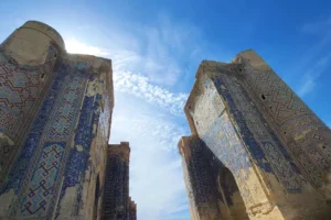 Monumental entrance towers of Ak-Saray Palace in Shahrisabz, Uzbekistan