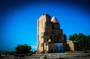 White marble tombs and mausoleums of the Dorus Saodat Complex in Shahrisabz