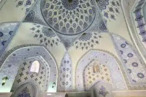 Turquoise dome of the Dorut Tilavat Madrasah in Shahrisabz